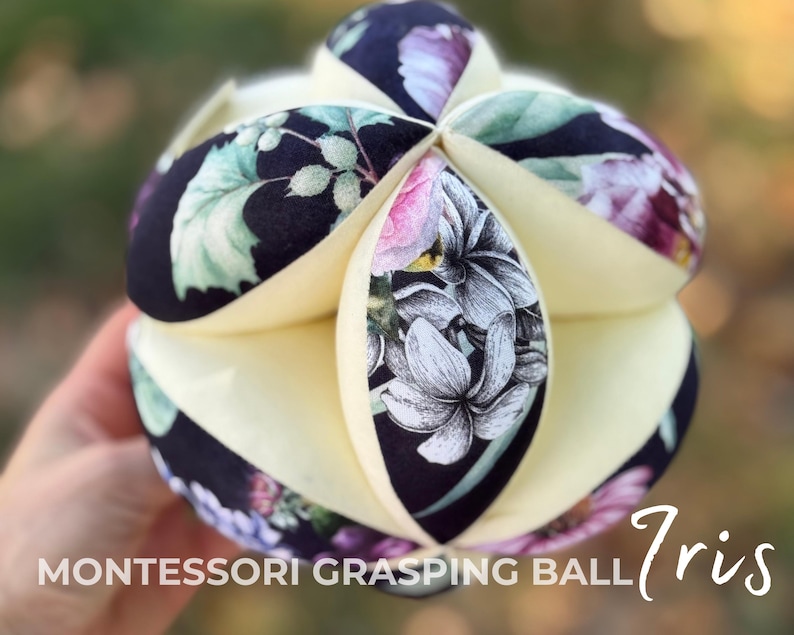 Takane Ball Montessori Puzzle - Soft Cotton Sensory Toy - Baby Grasping Ball Gift 3M+ Iris