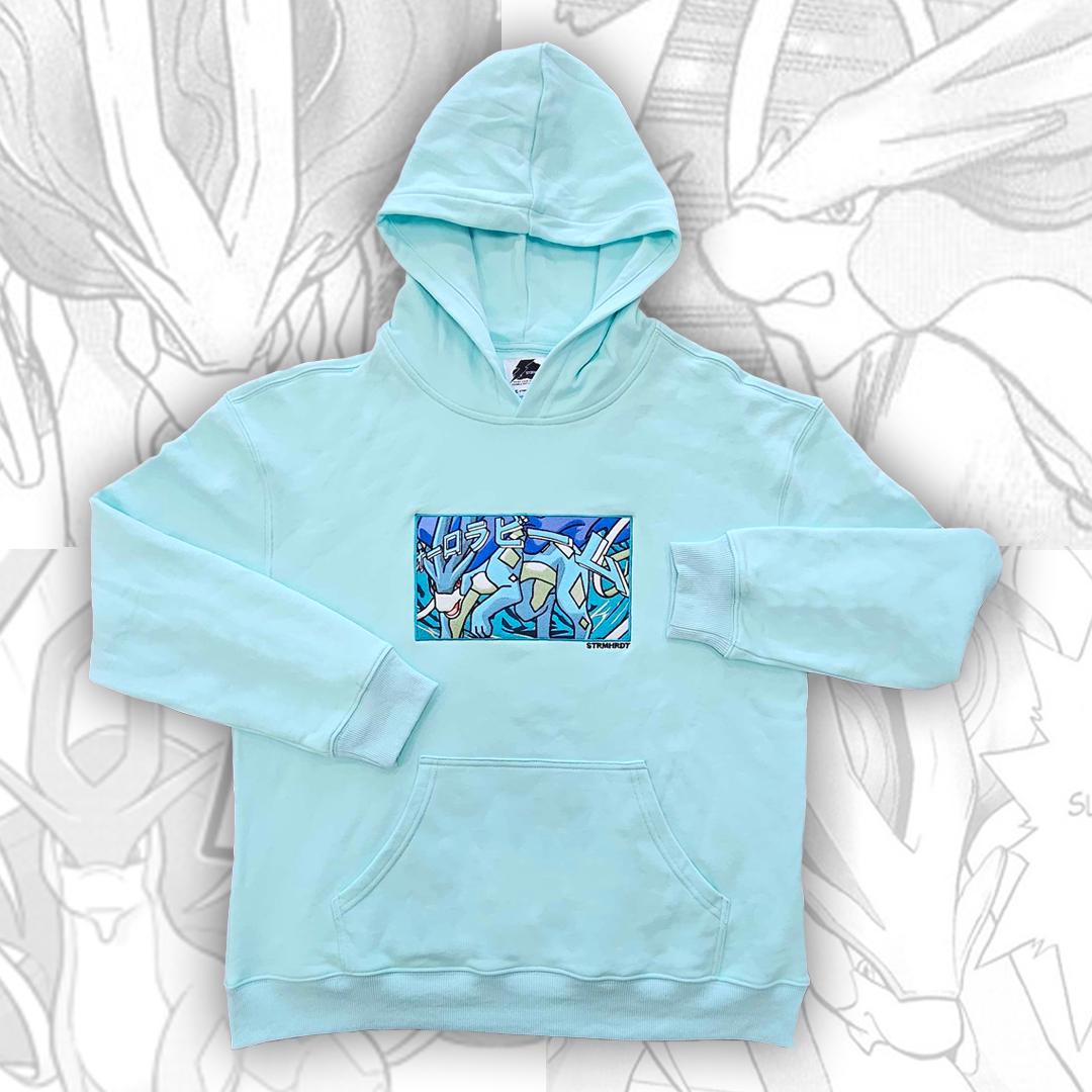 Embroidered Suicune Aurora Beam Hoodie, Japanese Streetwear, 100