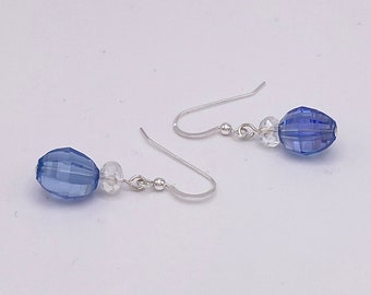 Sterling Silver Light Blue Crystal Earrings in a Beautiful White Presentation Gift Box