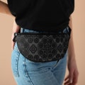 Hmong Inpired Fanny Pack- Design #2, Grey with Black design