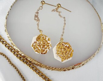 Crystal| Hmong inspired polymerclay earring. Dangle earring.
