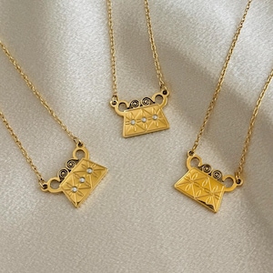 PHIAJ 2| 18k gold plated stainless steel necklace with zircon. Hmong inspired. cute. dainty