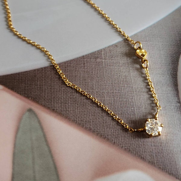 ESME | 18k Gold Plated Zircon Hmong inspired necklace. Simple and dainty