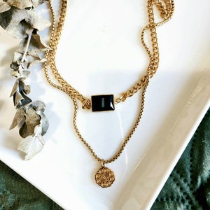 Hmong inspired fashion 18k gold plated necklace. Multi-layered.