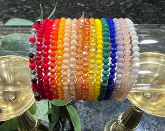 Crystal Stackable Stretch Bracelet Crystal Minimalist Bracelet Sparkle Single Strand Stretch Bracelet, Handmade Crystal Jewelry Gift for her