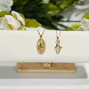 Virgin Mary Gold Necklace Our Lady of the Miraculous Medal Pendant Necklace 14K Gold Plated Virgin Mary Necklace Gift for her Faith Jewelry