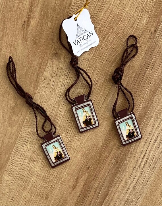 Our Lady of Mt Carmel Leather Scapular Catholic Sacramental