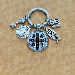 St. Benedict Religious Charm Keychain, St. Benedict Symbol Protection Keychain