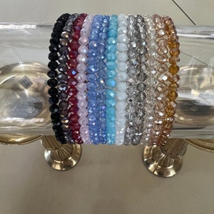 Crystal Stackable Stretch Bracelet, Czech Crystal Minimalist Bracelet, Sparkle Single Strand Stretch Bracelet, Preciosa Crystal Jewelry Gift