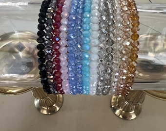 Pulsera elástica apilable de cristal, pulsera minimalista de cristal checo, pulsera elástica de una sola hebra brillante, regalo de joyería de cristal Preciosa