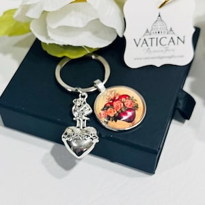 Immaculate Heart of Mary Keychain - Catholic Devotional Charm, Religious Gift for Him or Her