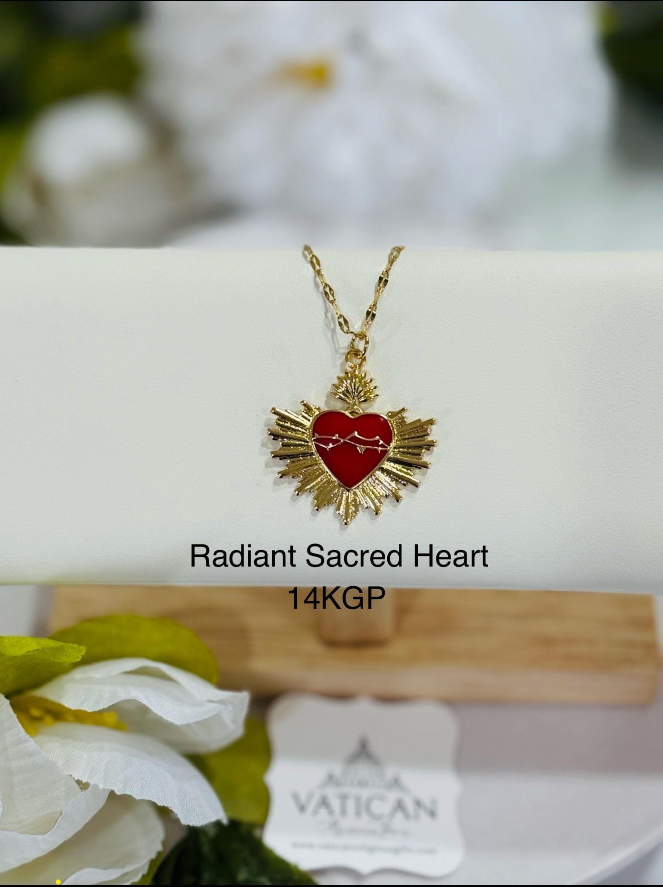 Ciondolo Con Medaglia Del Sacro Cuore In Ottone Placcato