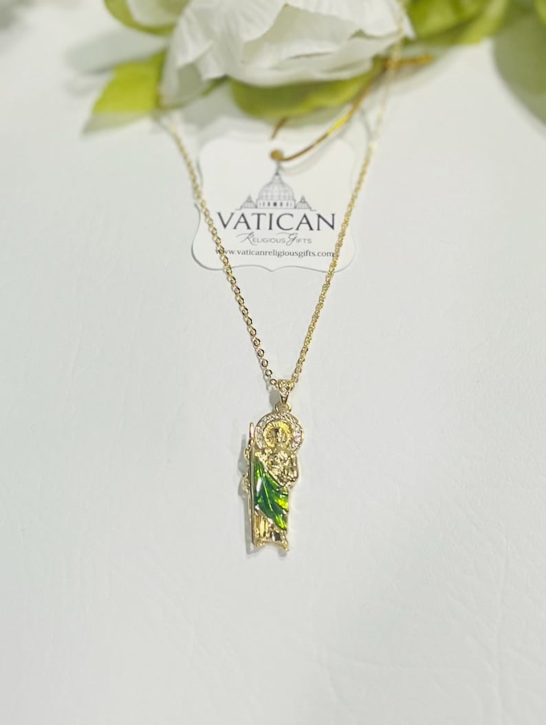 St Jude Pendant Halo Design AAA Cubic Zirconia 14k Gold Plated ...