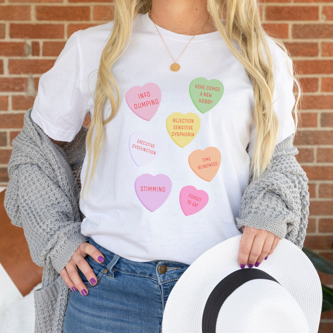 ADHD Candy Hearts Shirt ADHD Shirt Neurodivergent Top Etsy