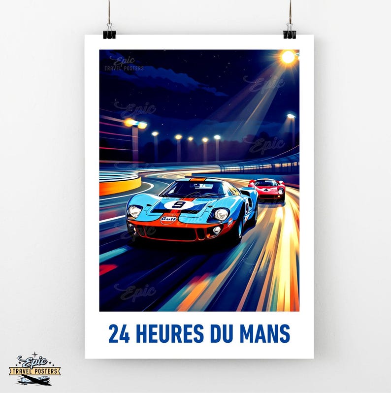 Le Mans GT40 Racing Poster: Classic Car Travel Print - Etsy Australia