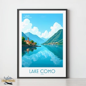 Lake Como Italy travel poster art print wedding engagement home wall art Custom Text Personalised Gift for Mum Dad Birthday Italia