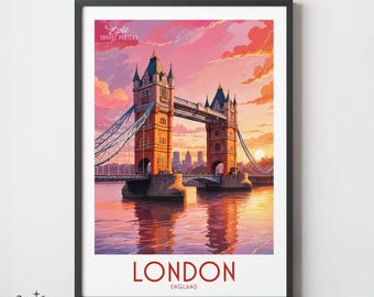 London Tower Bridge Travel Poster: River Thames Art Print