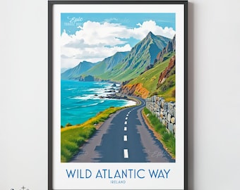 Wild Atlantic Way Ireland Coastal Art Print: Custom Travel Poster