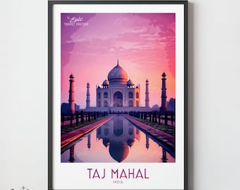 Taj Mahal India Travel Poster: Custom Text Wall Art