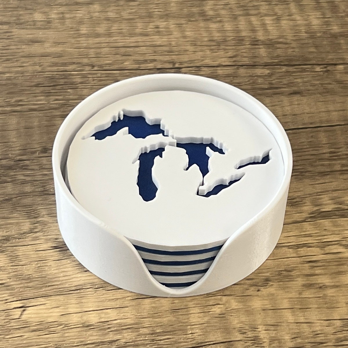 Set of 4 Michigan Coasters With Holder, Great Lakes - Etsy