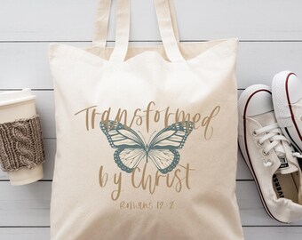 Christian Butterfly Canvas Tote Bag: Bible Study Gift