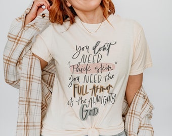 Camiseta "Armadura de Dios" con colores reconfortantes: Versículo bíblico cristiano