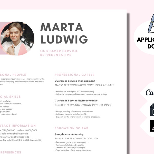 Girly Resume Template Mac | Pink Resume Template | Girly Resume | Feminine Resume | Women Resume Template | Resume And Cover Letter Template