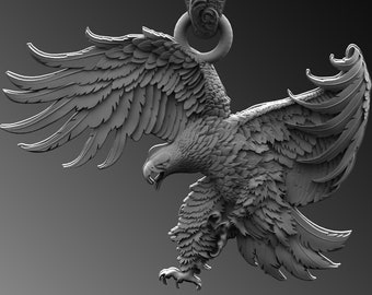 Adler Anhänger, 925 Silber Anhänger, Geflügelter Medaillon Anhänger