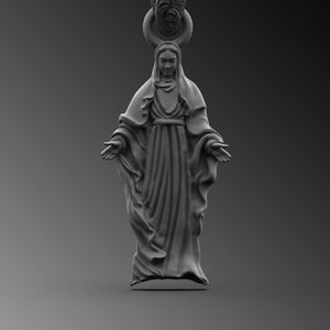 Silver Virgin Mary Men&#39;s Necklace, Miraculous Virgin Mary Pendant, Solid Silver Holy Mother Medallion, Religious Catholic Mens Gift Necklace