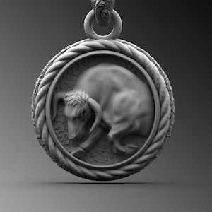 Taurus Handmade Sterling Silver Men Charm Necklace, Taurus Zodiac Sign Jewelry, Astrology Pendant, Taurus Birthday Gift, Horoscope Necklace