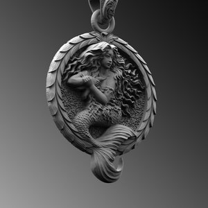 Mermaid Siren Pendant Silver Necklace For Man Mermaid Pendant Men Silver Mermaid Necklace 925k Silver Siren Pendant Men Unique Gifts For Him