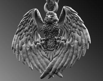 Adler Anhänger, Geflügelte Medaillon Halskette, Silber, Handgemacht