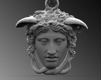 Sterling Silver Medusa Head Pendant - Mythical Gorgon Necklace