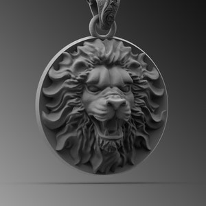 Wild Lion Silver Mens Necklace, Best Lion Men Necklace, African Lion Charm With Chain, Necklace For Men, BestFriend Gift Necklace, Lion Gift