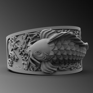 Japanese Koi Fish Cool Ring For Men, Carp Ring For Boyfriend, Sea Animal Ring in Sterling Silver, Pisces Ring For Husband, Unusual Men Ring