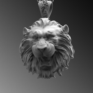 Lion Head Pendant Silver Necklace For Man Lion Medallion Pendant Men Silver Necklace Sterling Silver Lion Pendant Men Unique Gifts For Him