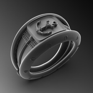 Anker Siegelring Herren Silber Anker Ring Einzigartige Anker Siegel Ringe für Mann Pinky Silber Ring Einzigartiger Sterling Ring für Mann Seemann Geschenk Him