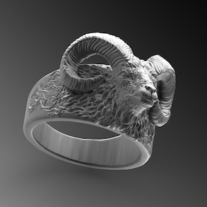 Silver Ram Head Rings For Man Silver Aries Ring Men Signet Ring Unique Silver Rings For Man Pinky Ram Ring Unique Silver Aries Signet Ring