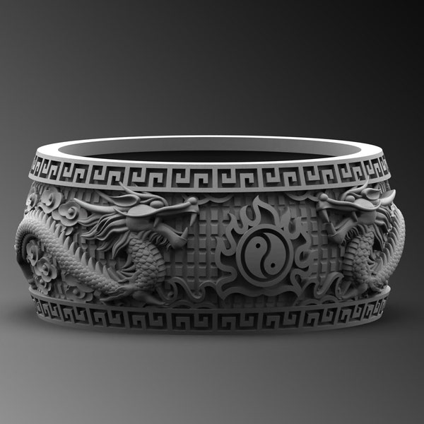 Silver Dragon Band Yin Yang Rings For Man Dragon Silver Ring Sterling Yin Yang Ring Chinese Mythology Ring Unique Pinky Band Gift For Him