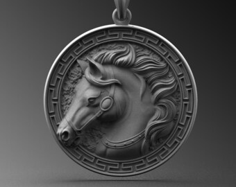 Maned Horse Sterling Silver Pendant Necklace, Animal Jewelry, Memorial Gift