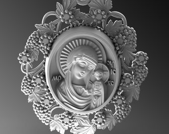 Sterling Silver Virgin Mary Necklace, Religious Catholic Mens Pendant