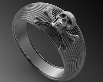 Sterling Silver Skull Ring for Men, Handmade Signet Band