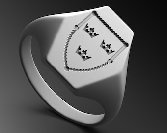 King Arthur Signet Ring: Sterling Silver Crown Ring for Men
