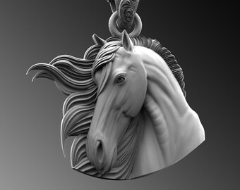 Handmade Sterling Silver Maned Horse Pendant Necklace, Animal Jewelry