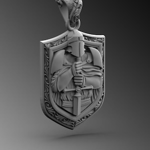 Crusader Knight Silver Oval Medal, Christian Medieval Templar Knight, Medieval 925k Necklace, Sterling Necklace for Men, Religious Gifts