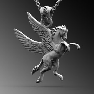 Pegasus Pendant Silver Winged Horse Handmade Sterling Silver Men Charm Necklace, Horse Silver Men Jewelry Animal Necklace Memorial Mens Gift