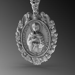 Silver Virgin Mary Men&#39;s Necklace, Miraculous Virgin Mary Pendant, Solid Silver Holy Mother Medallion, Religious Catholic Mens Gift Necklace