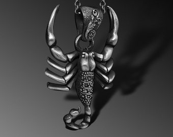 Sterlingzilveren herenketting schorpioen, hanger dierenriemhoroscoop