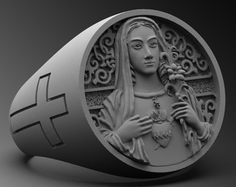 Jungfrau Maria Ring aus Sterlingsilber - handgefertigtes religiöses Siegelring