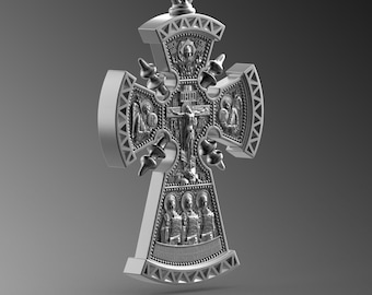 Sterling Silver Christian Cross Necklace, Religious Pendant for Men